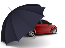 Image of an umbrella covering a car