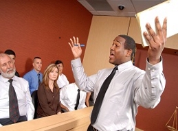Image of an Attorney addressing a jury